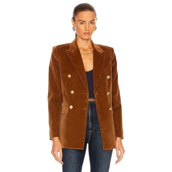 Nili Lotan Francine Velvet Jacket in Caramel - Picture 1 of 13